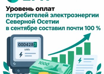 Уровень оплат потребителей электроэнергии Северной Осетии в сентябре составил почти 100 %